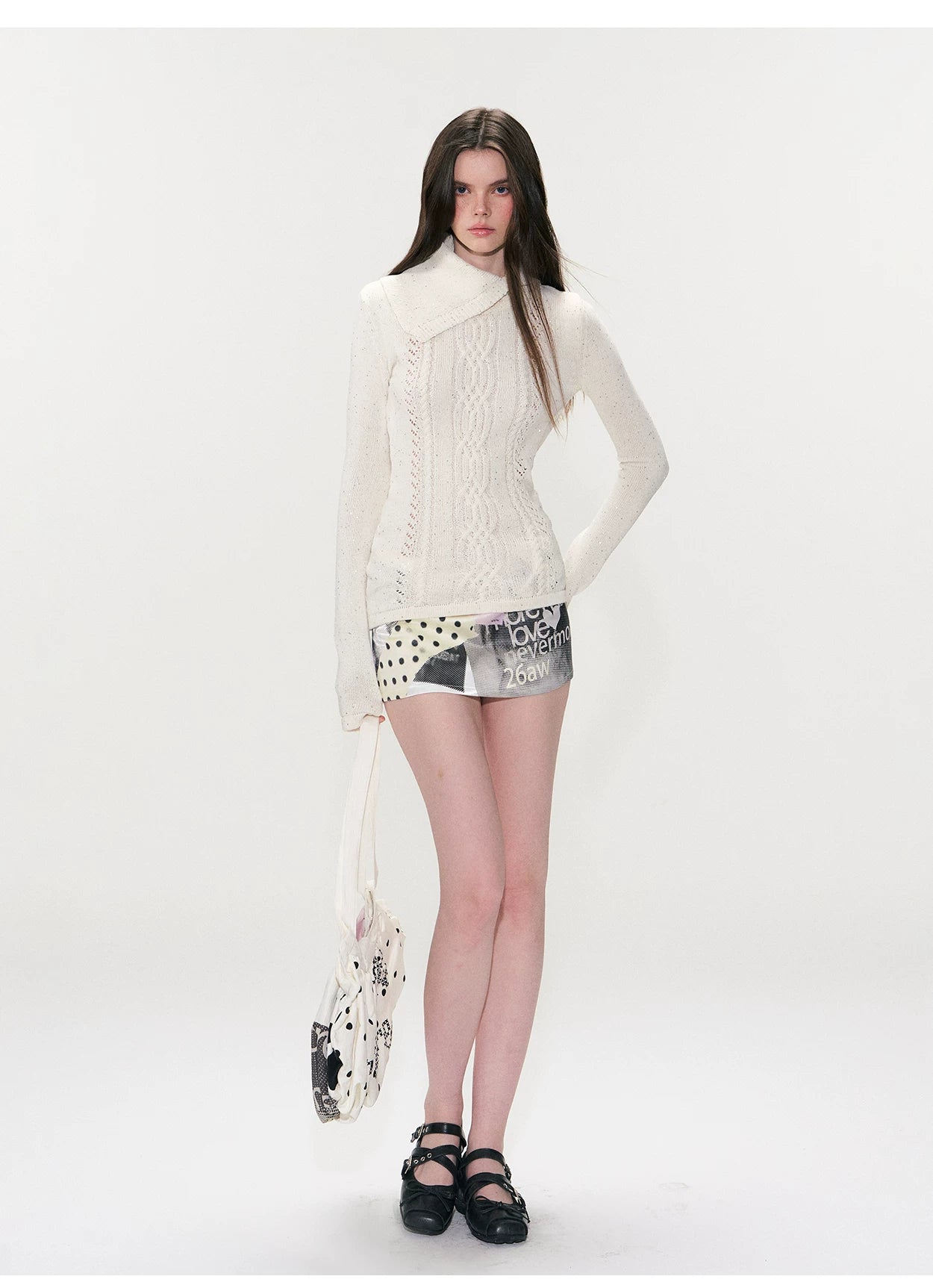 Shimmering Collared Slim-Fit Knit Sweater