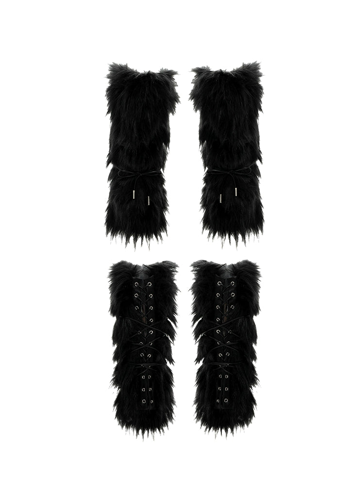 Black & White Fur Boot Covers - CHINASQUAD