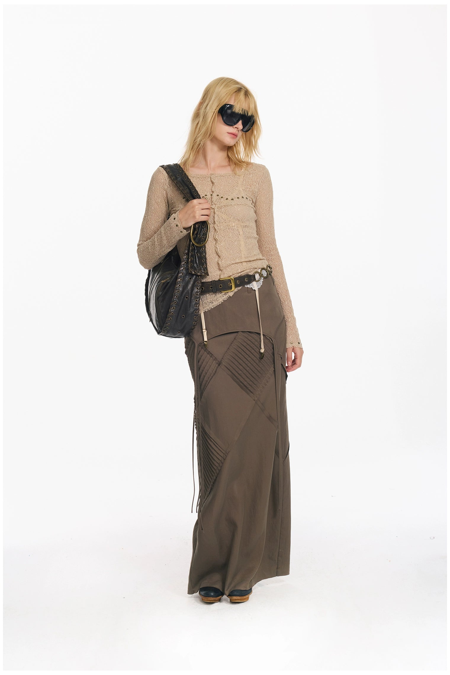 Retro Diamond Strap Low Waist Skirt