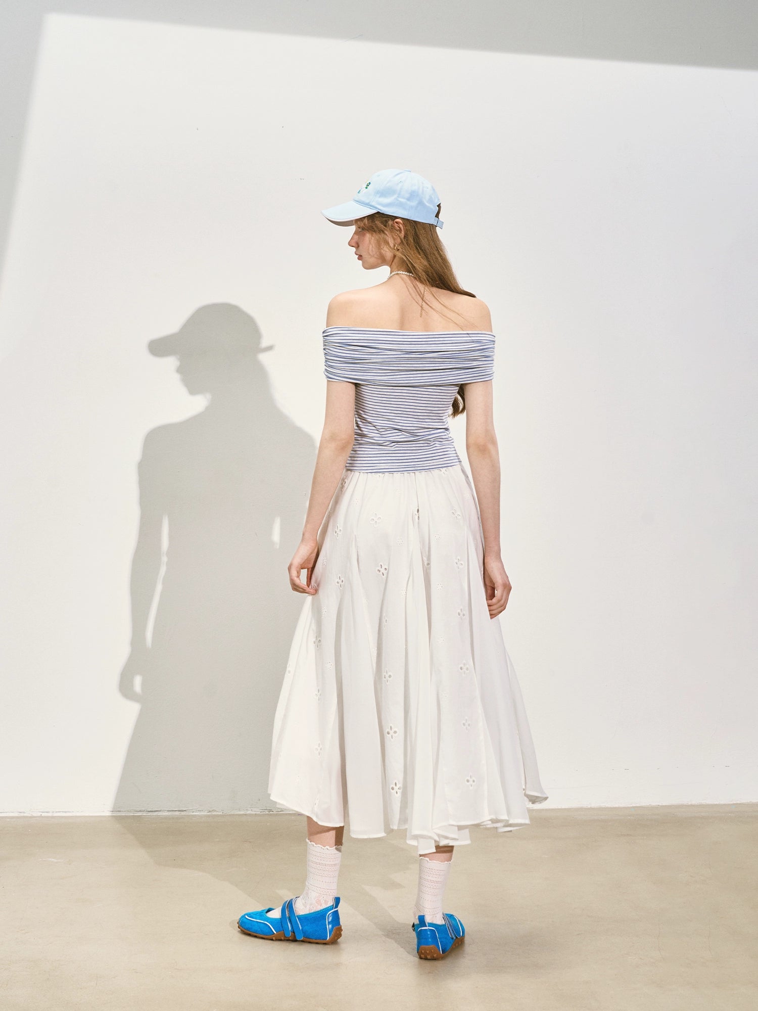 Striped Off - Shoulder Rose T - shirt - CHINASQUAD