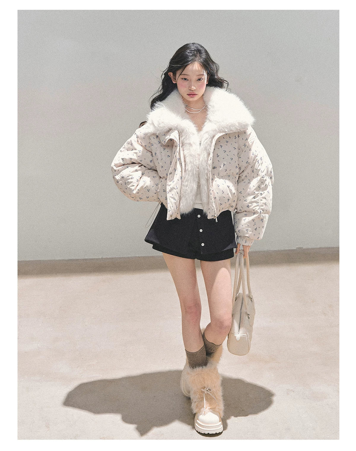 Short White Duck Down Puffer Jacket