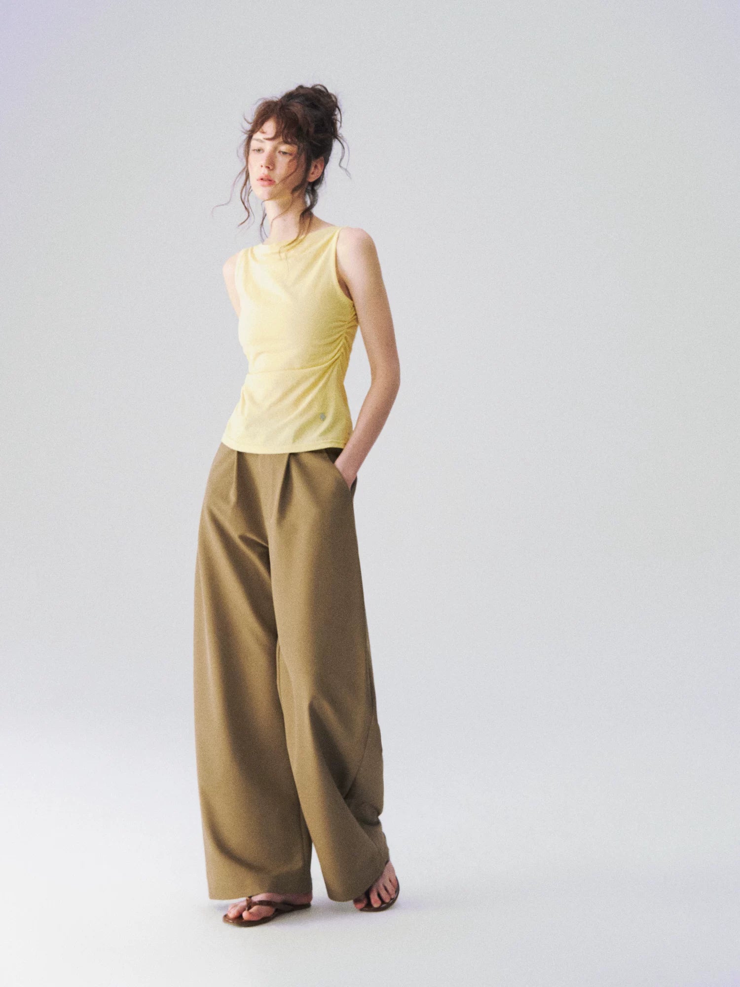 Layered Cape-Effect Slim-Fit Top