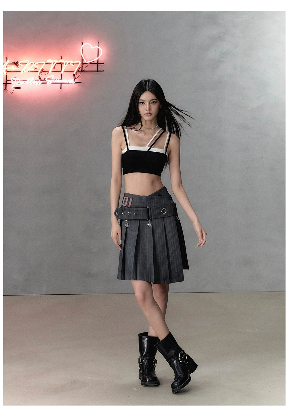 White & Black One-shoulder Tank Top - CHINASQUAD