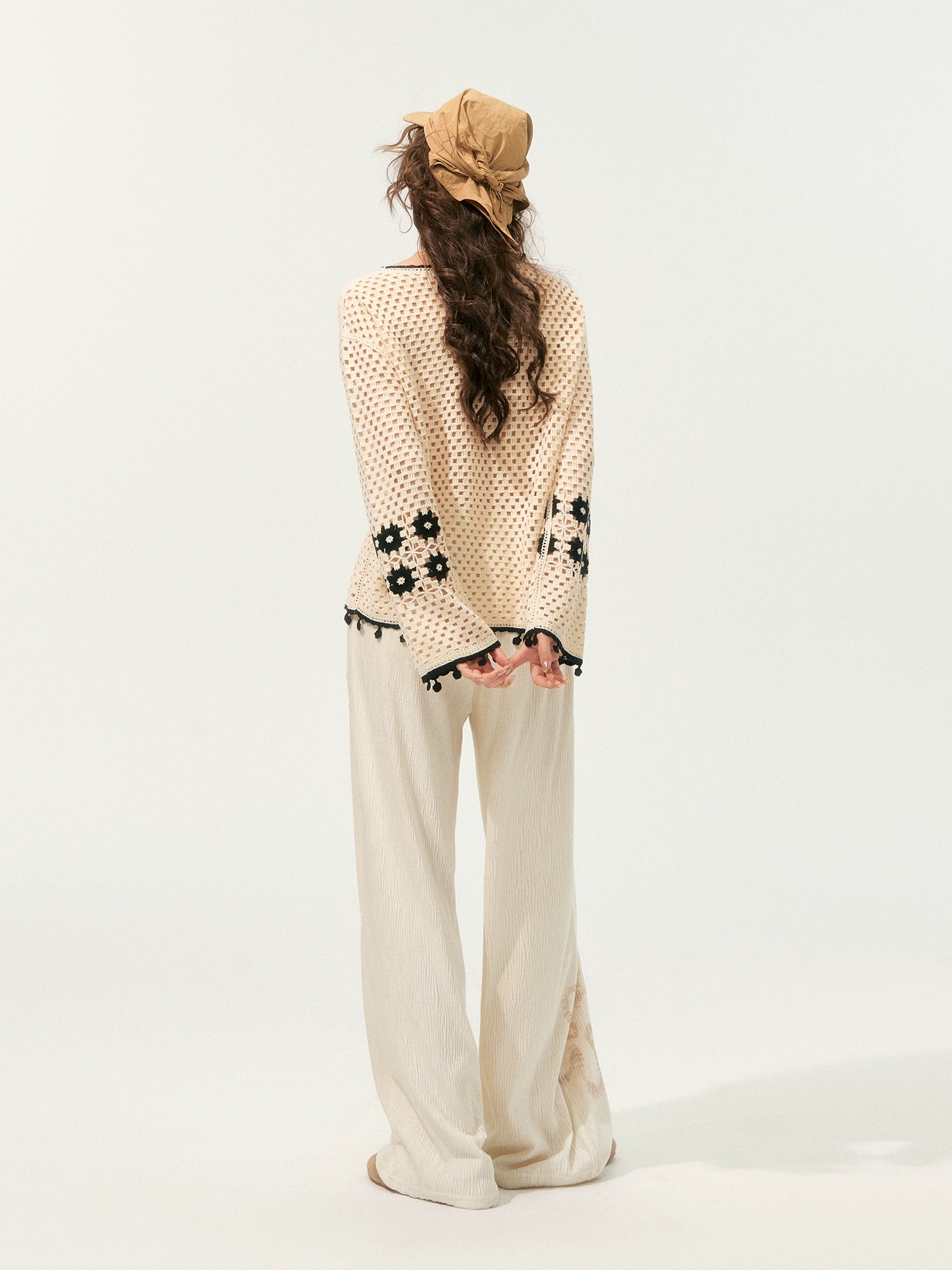 Hollow Out Pullover Crochet Crewneck - CHINASQUAD