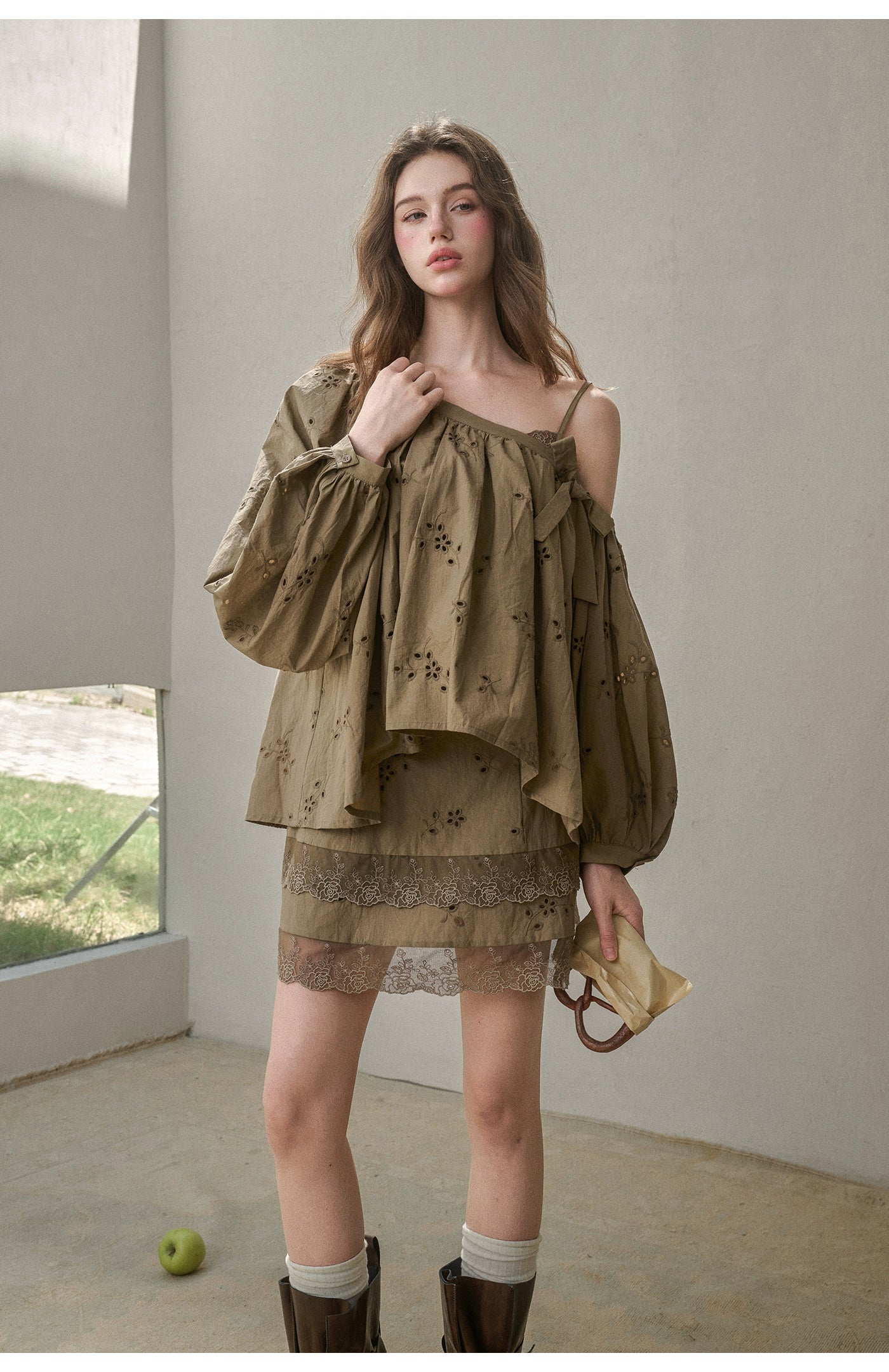 Cotton Embroidered Lace Slip Dress