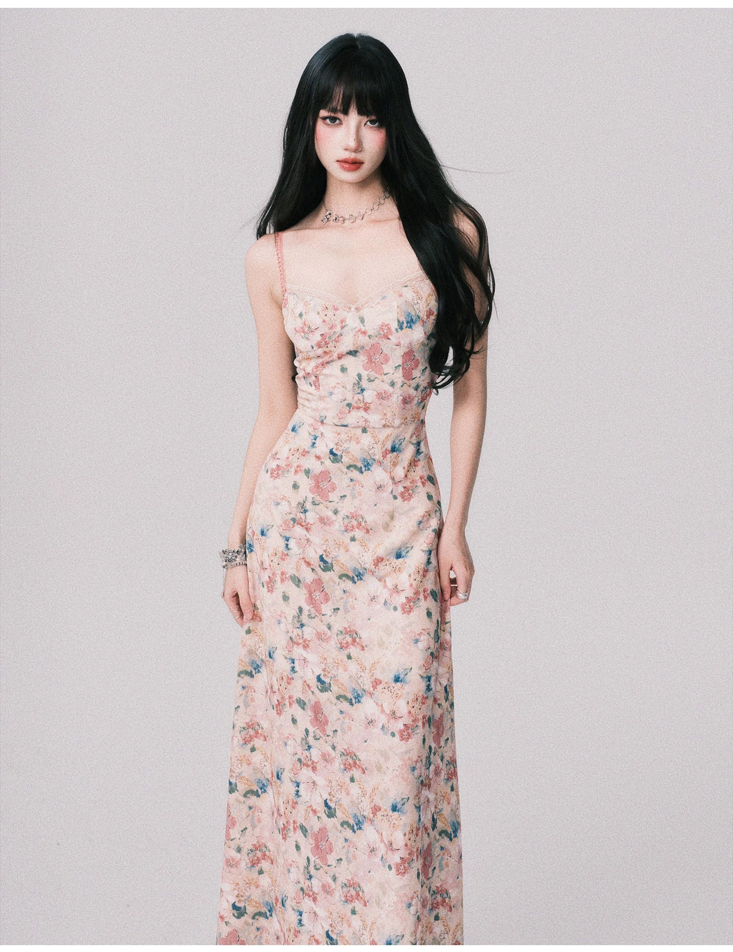 Floral French Vacation Slip Maxi Dress