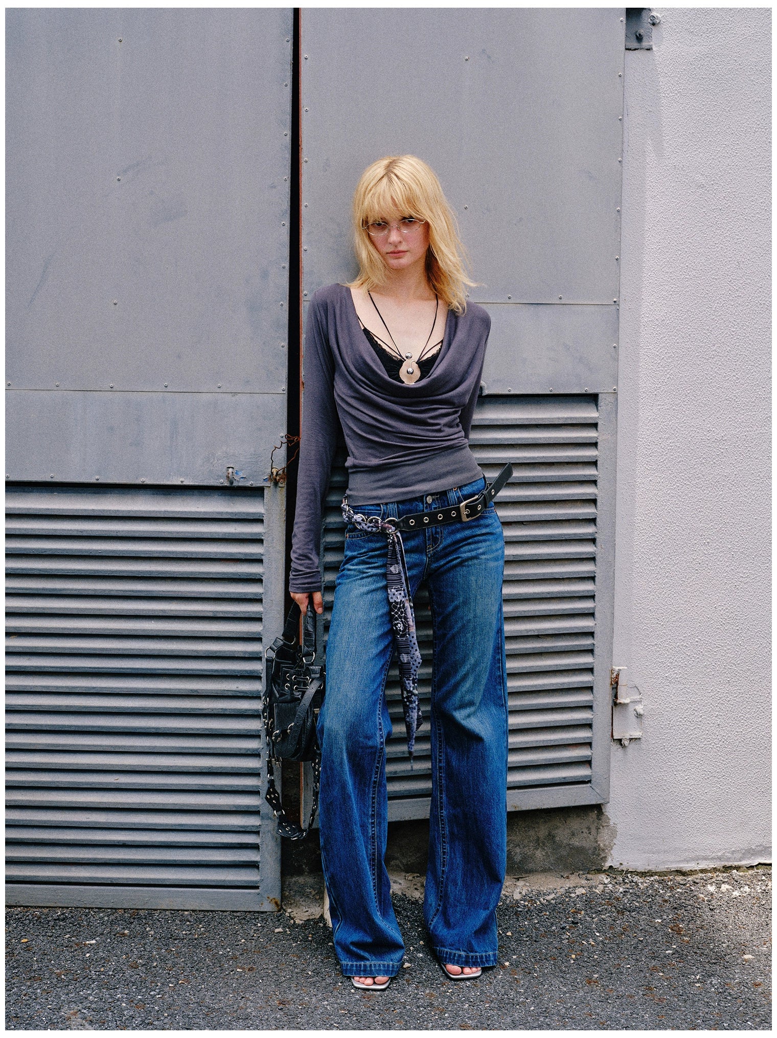 Washed Blue Embroidered Straight Jeans - CHINASQUAD