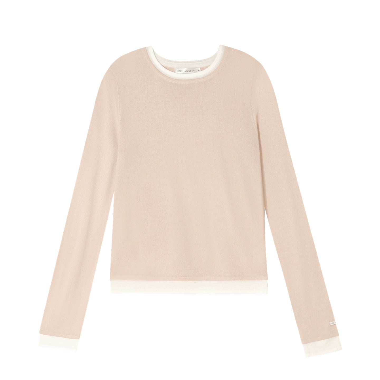 Layered-Effect Crew Neck Fitted Knit T-Shirt