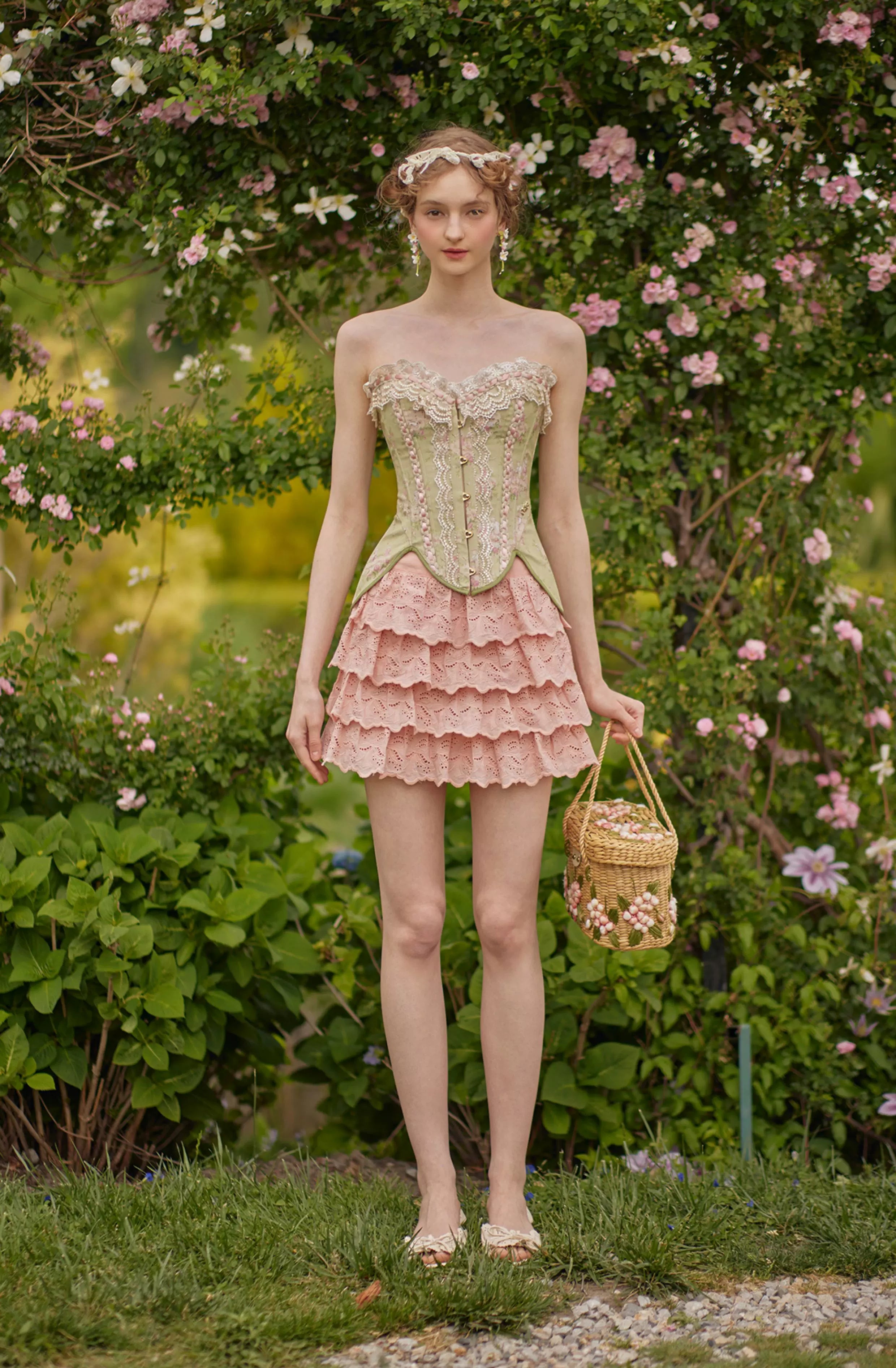 Vintage Layered Cutout Mini Skirt