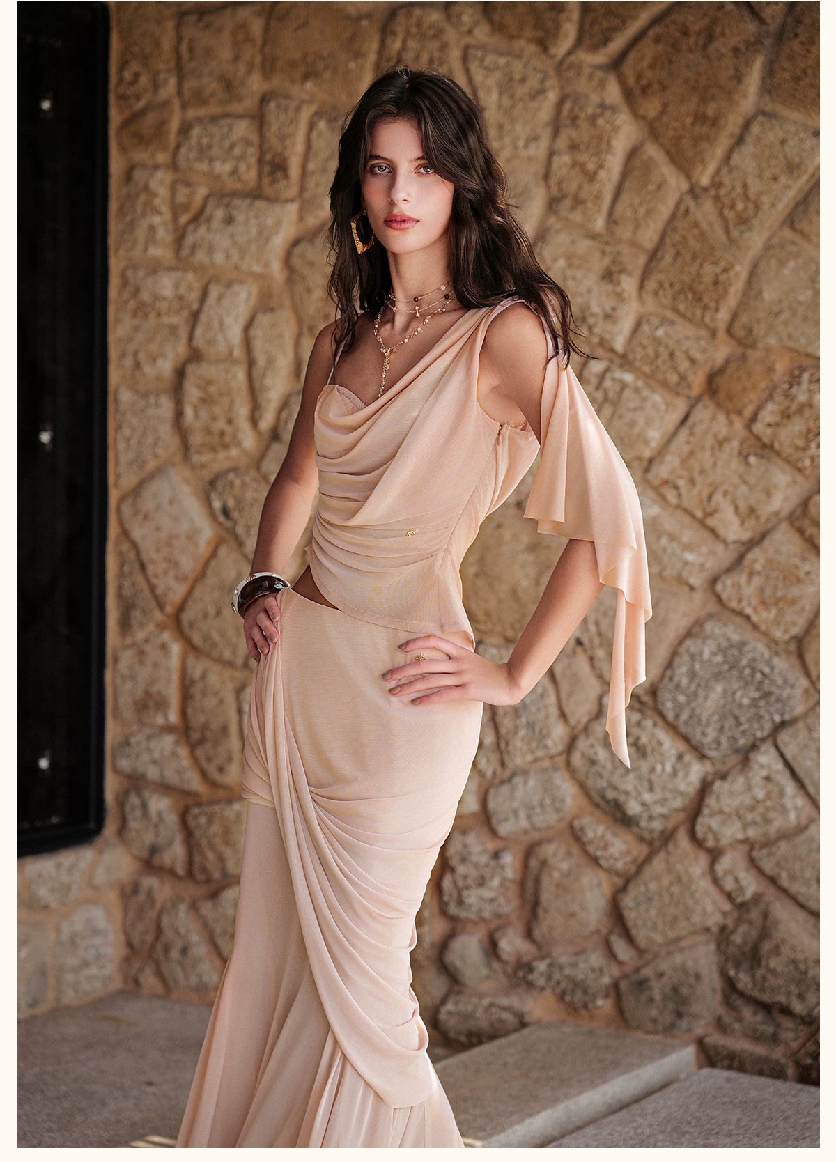 Lace Top and Mermaid Skirt Two-Piece Set