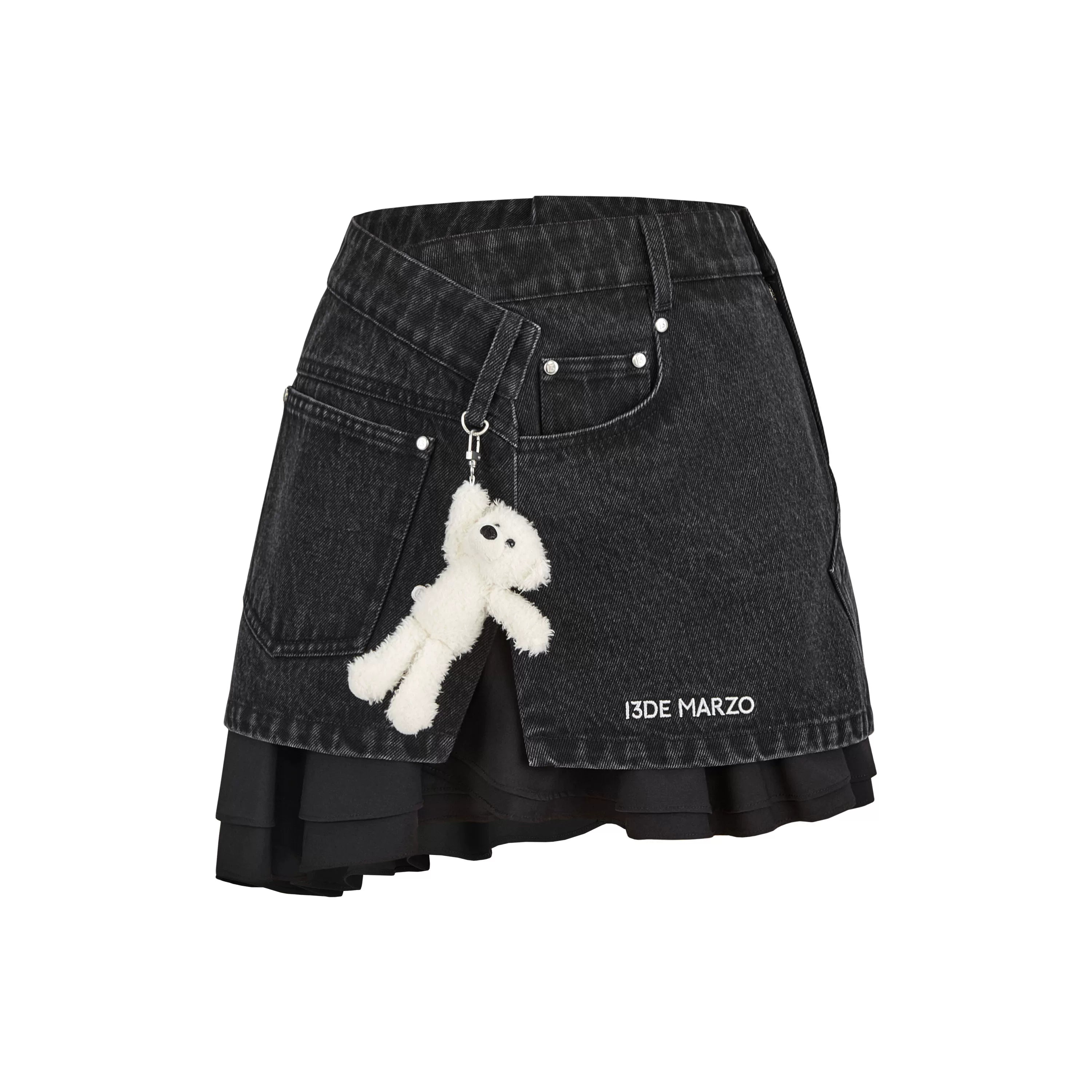 Multi-Way Patchwork Denim Mini Skirt