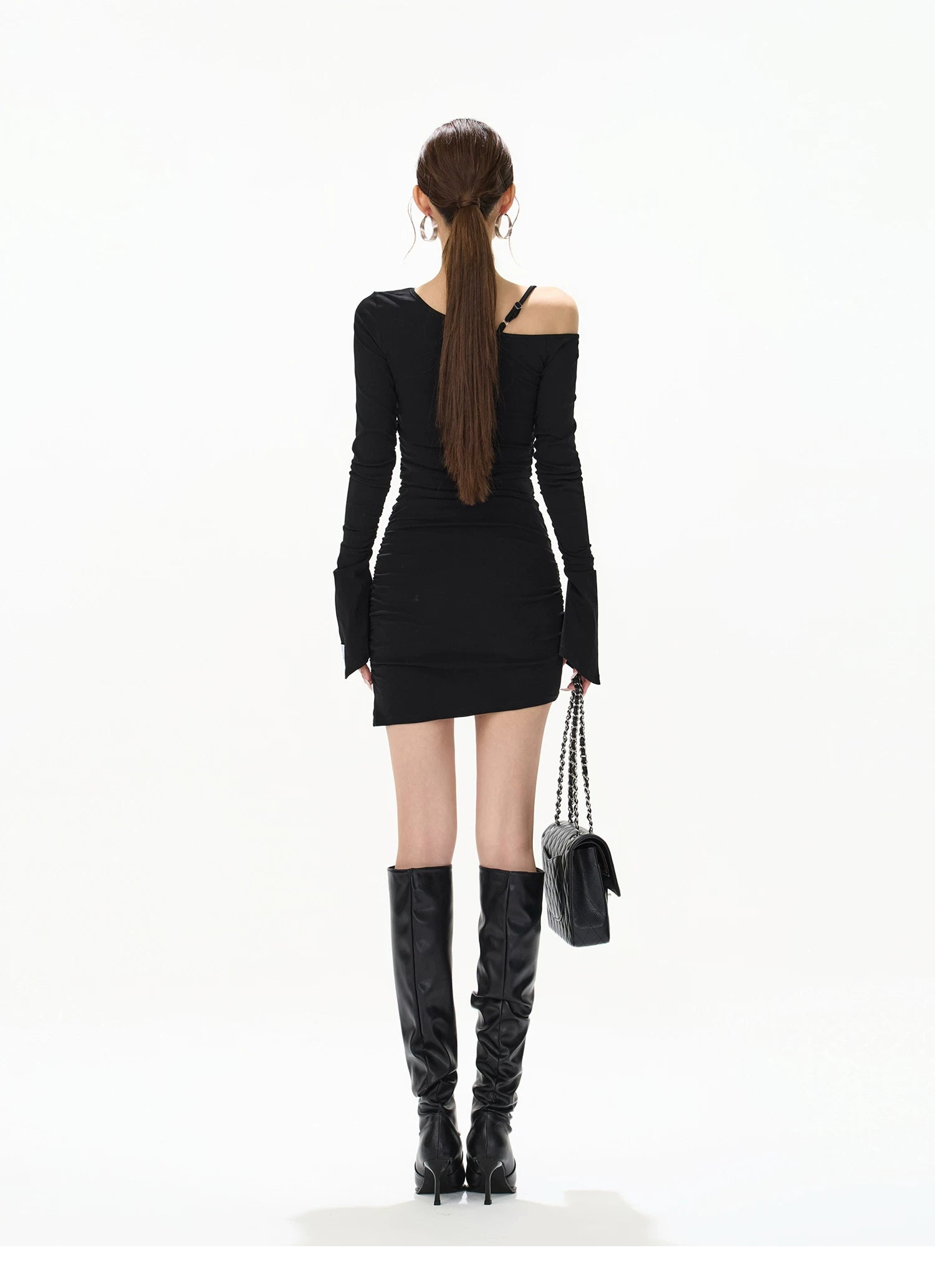 Asymmetric Off-Shoulder Bodycon Mini Dress