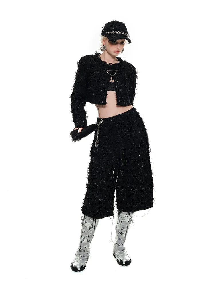 Black Tweed Short Jacket - CHINASQUAD