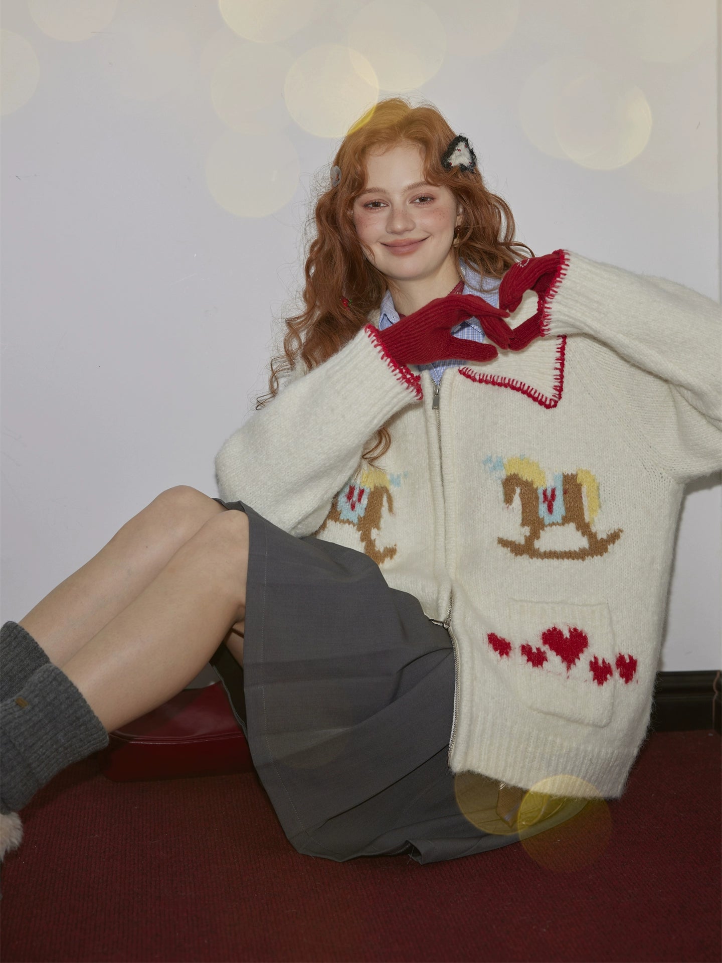 Winter Wool Knit Five-Finger Gloves