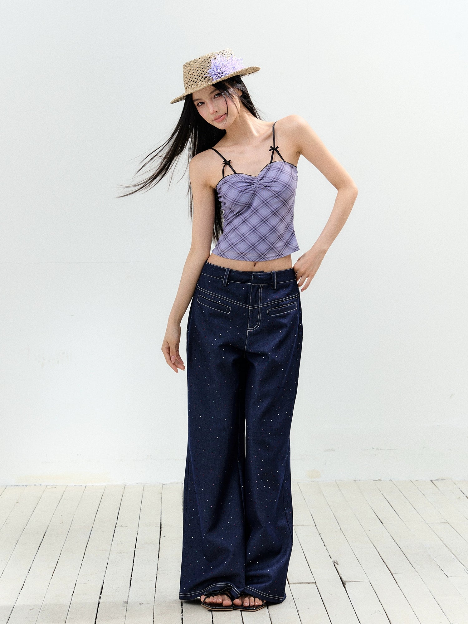 Color-Blocked Strap Bow-Knot Sling Vest - CHINASQUAD