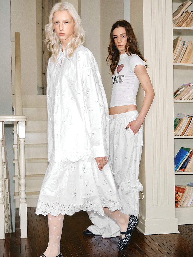 White Lace Jacquard Shirt - CHINASQUAD