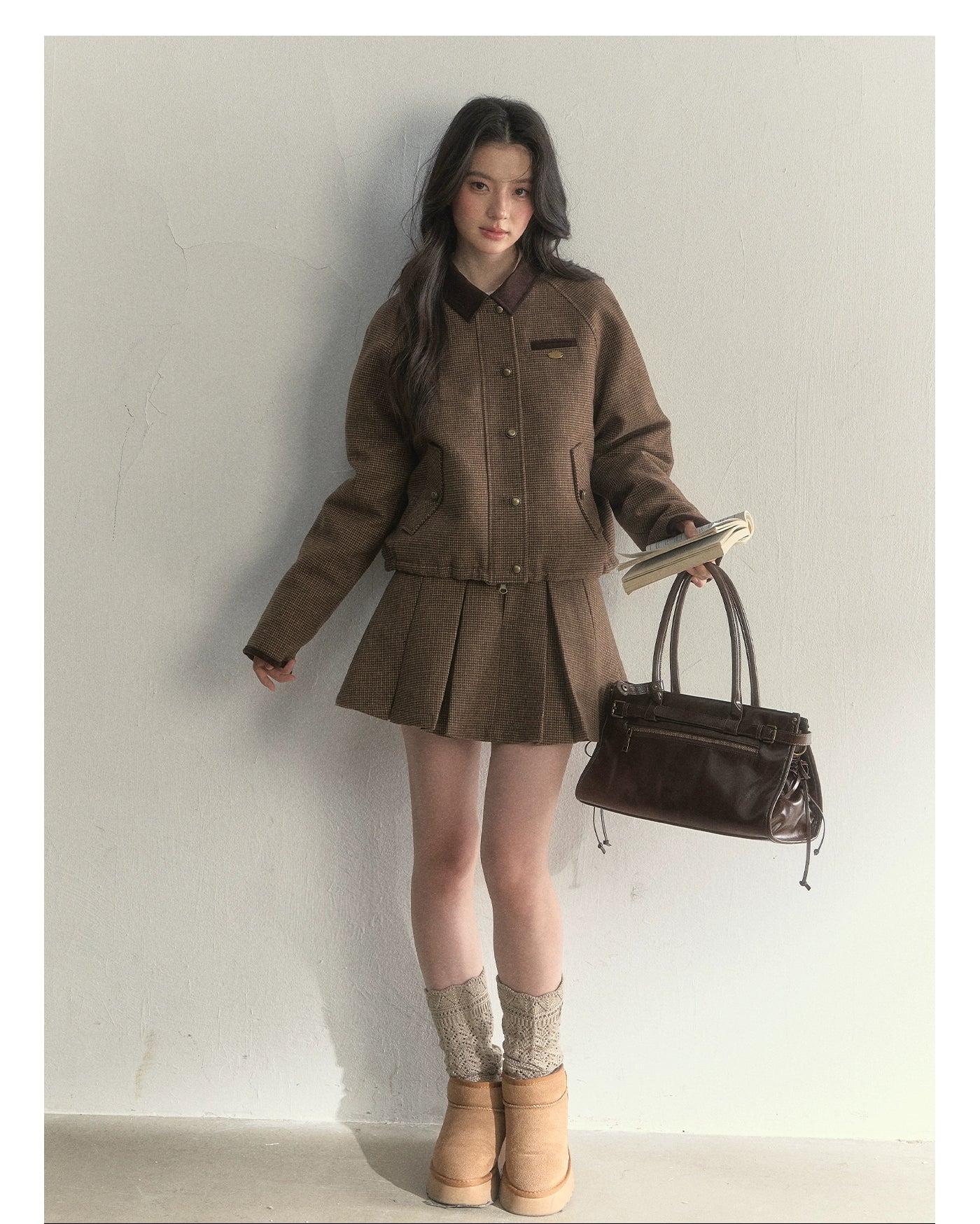 Reversible Houndstooth Jacket & Skirt Set