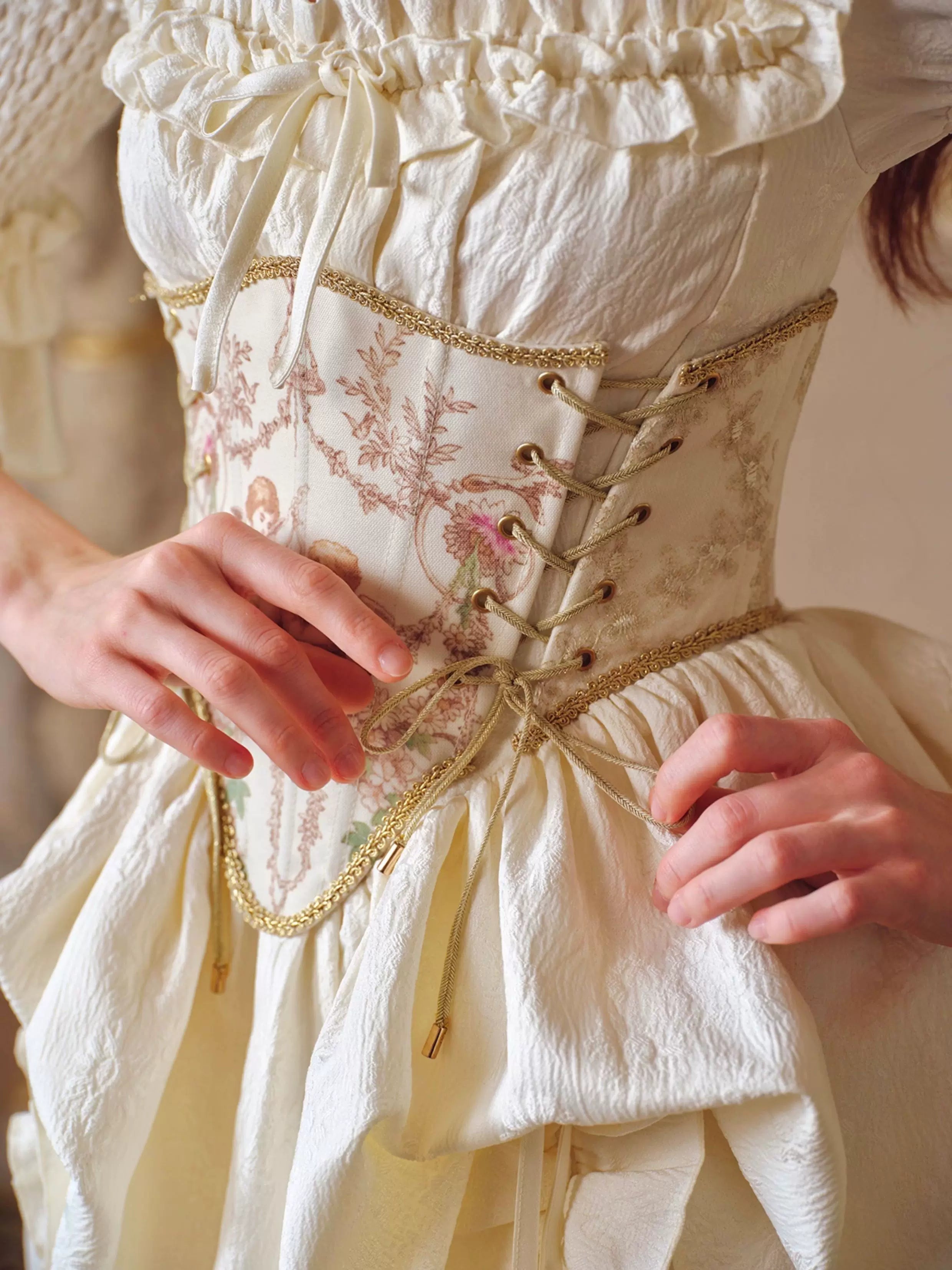 Vintage Court-Style Dress & Waist Belt Set