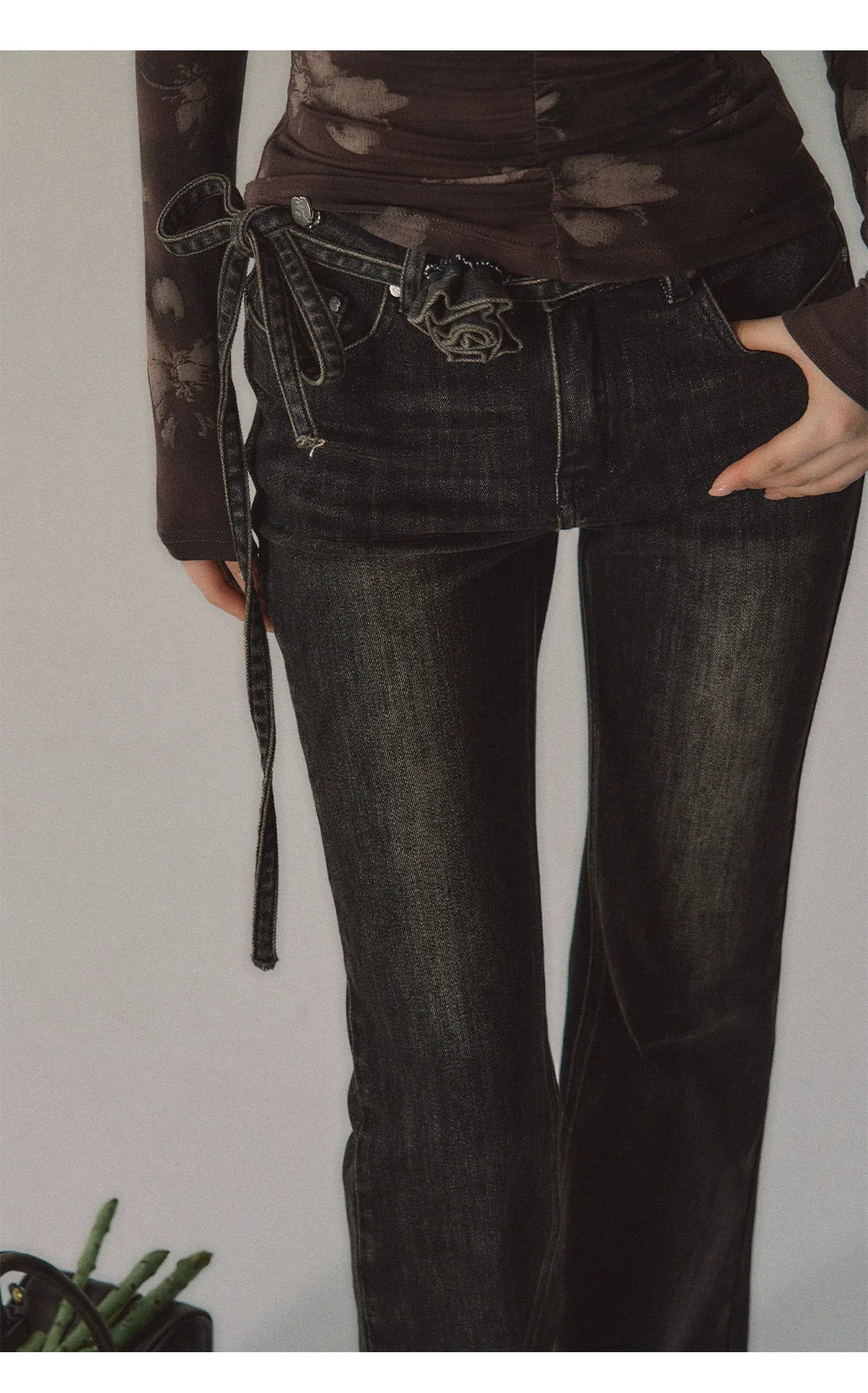 Vintage Distressed Flared Denim Jeans - CHINASQUAD