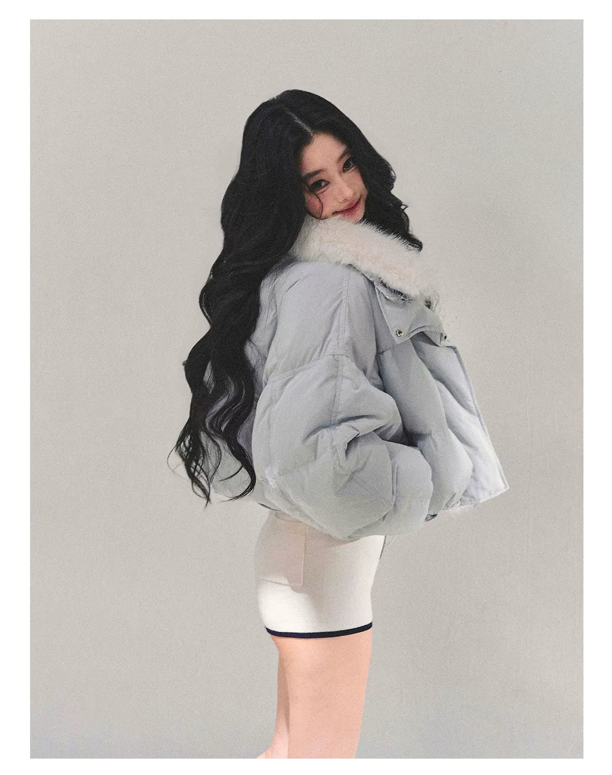 Short White Duck Down Puffer Jacket