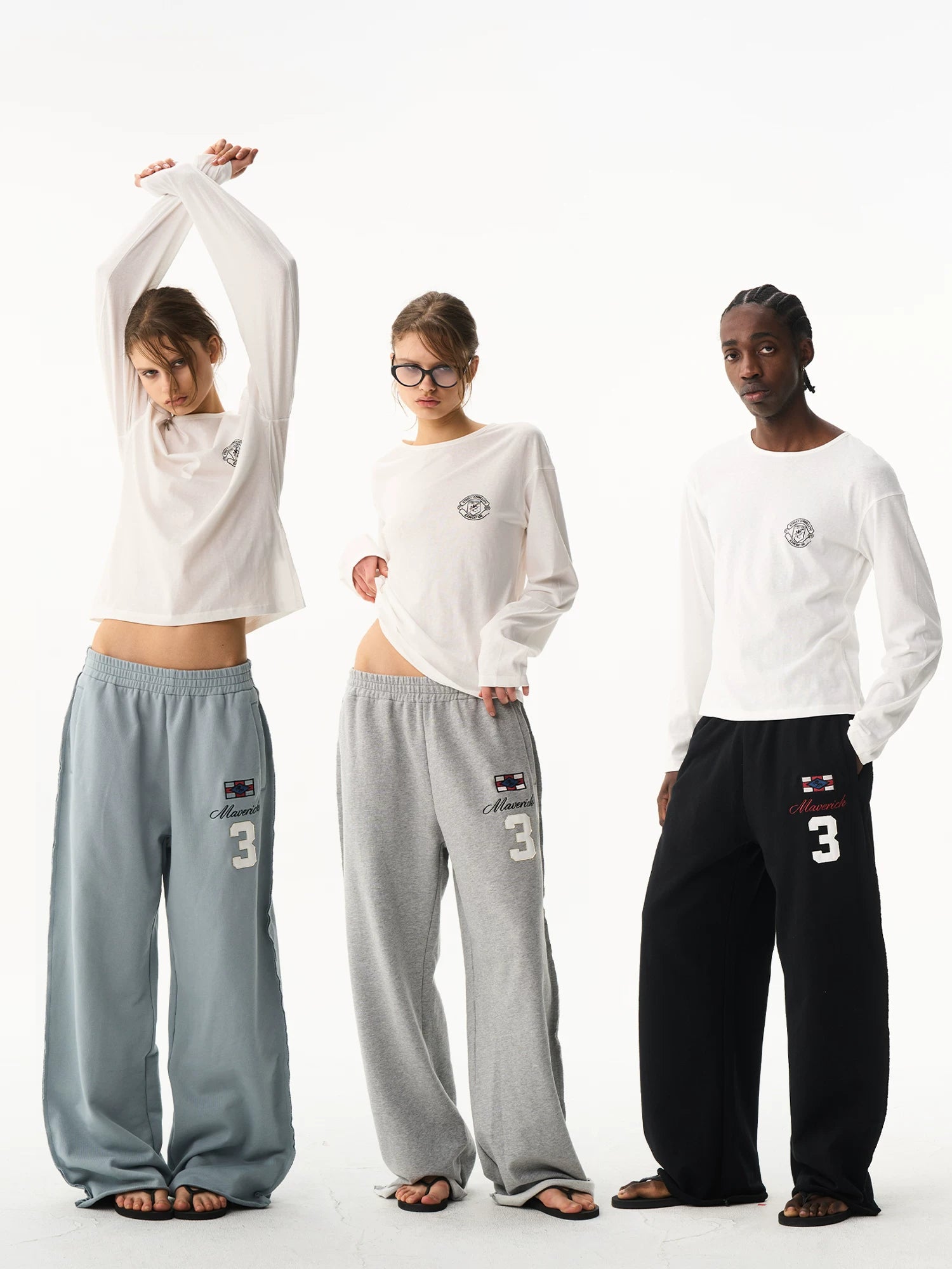 Multi-Color Embroidered Raw-Edge Sweatpants