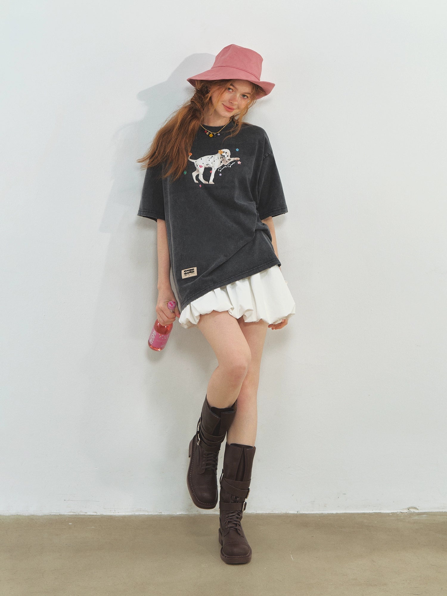 Spotted Puppy Printed Short Sleeve T-shirt - CHINASQUAD