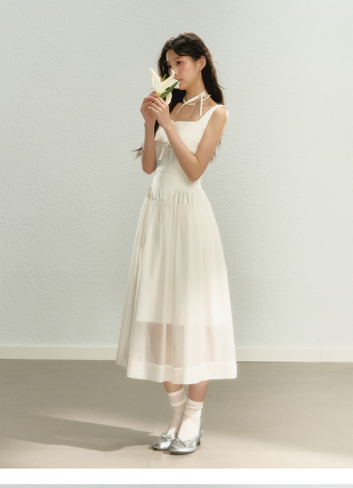 Milk White Square Neck Cami Dress - CHINASQUAD
