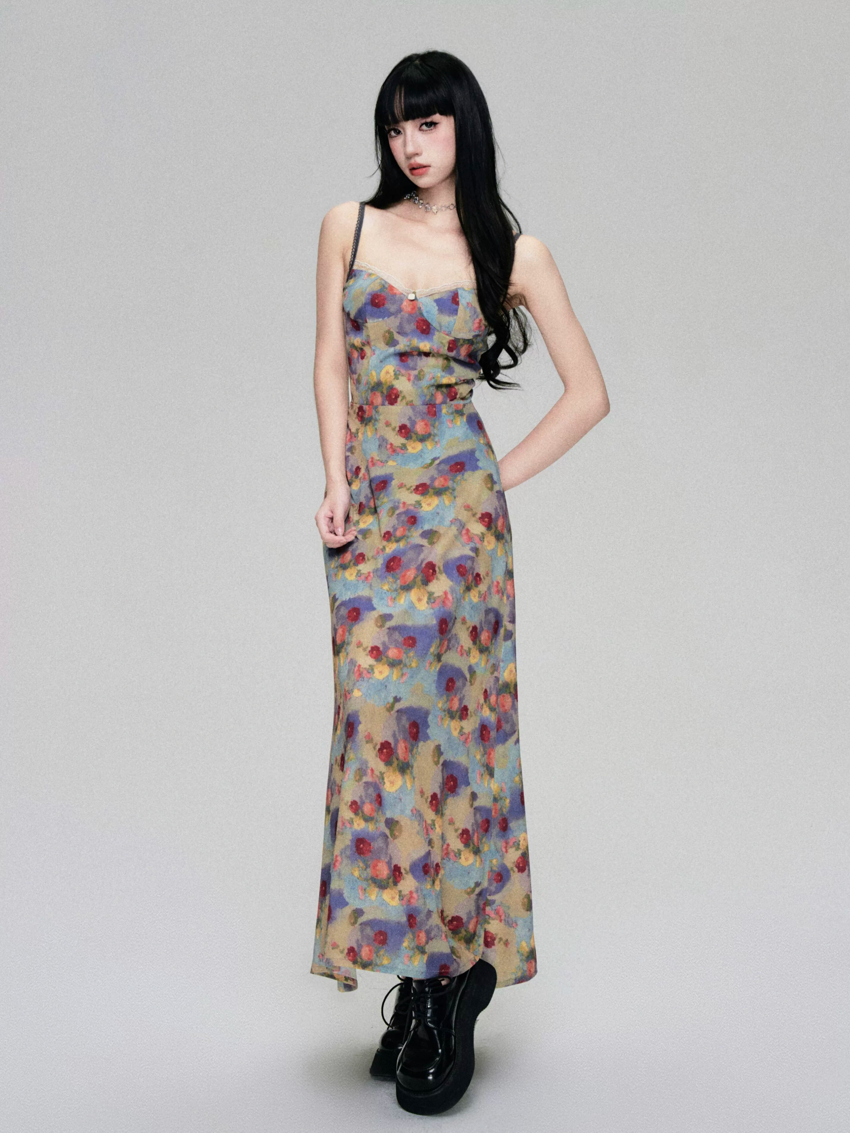 French Vintage Floral Slip Dress