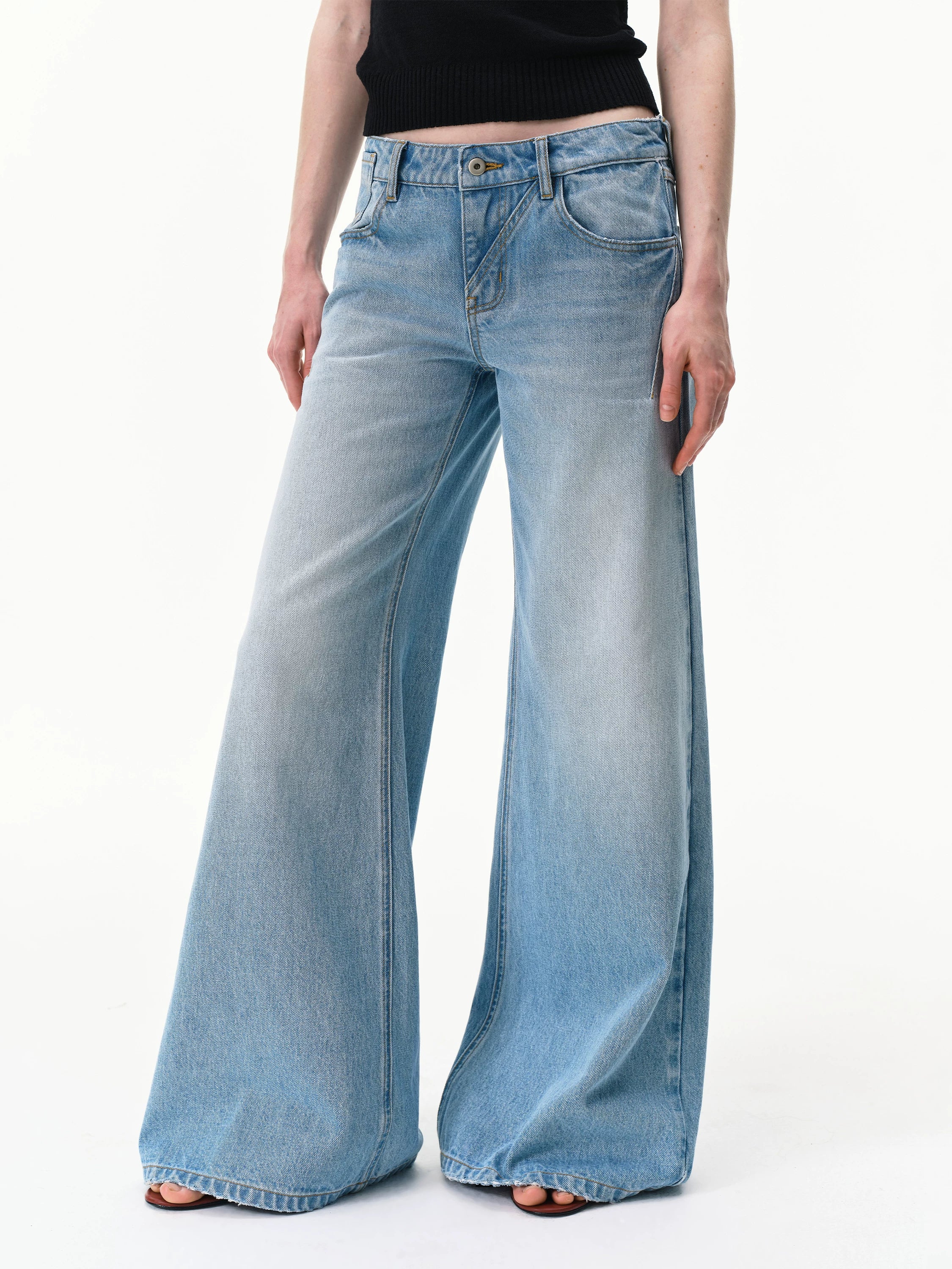Vintage Light Wash Low-Rise Flared Jeans