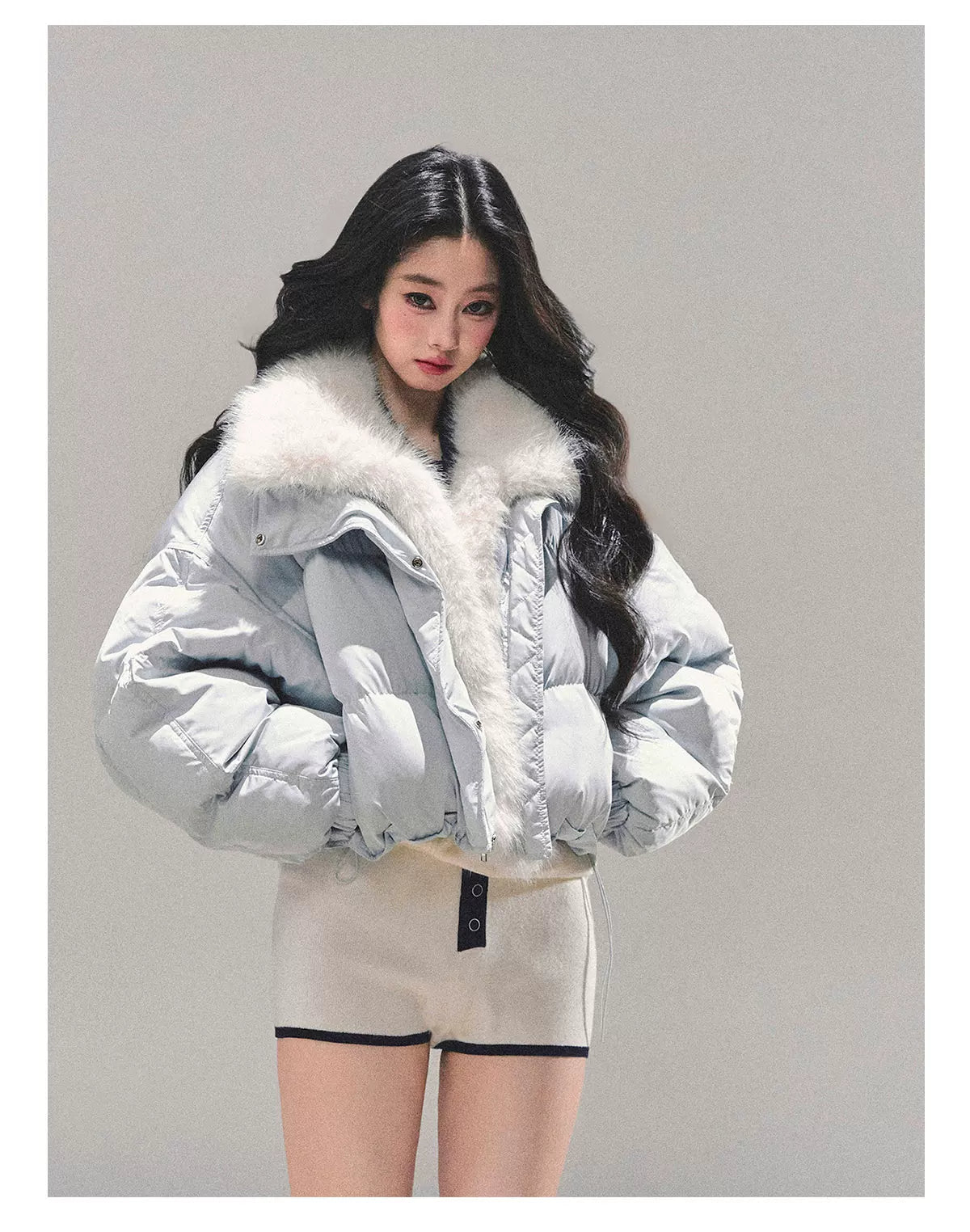 Short White Duck Down Puffer Jacket