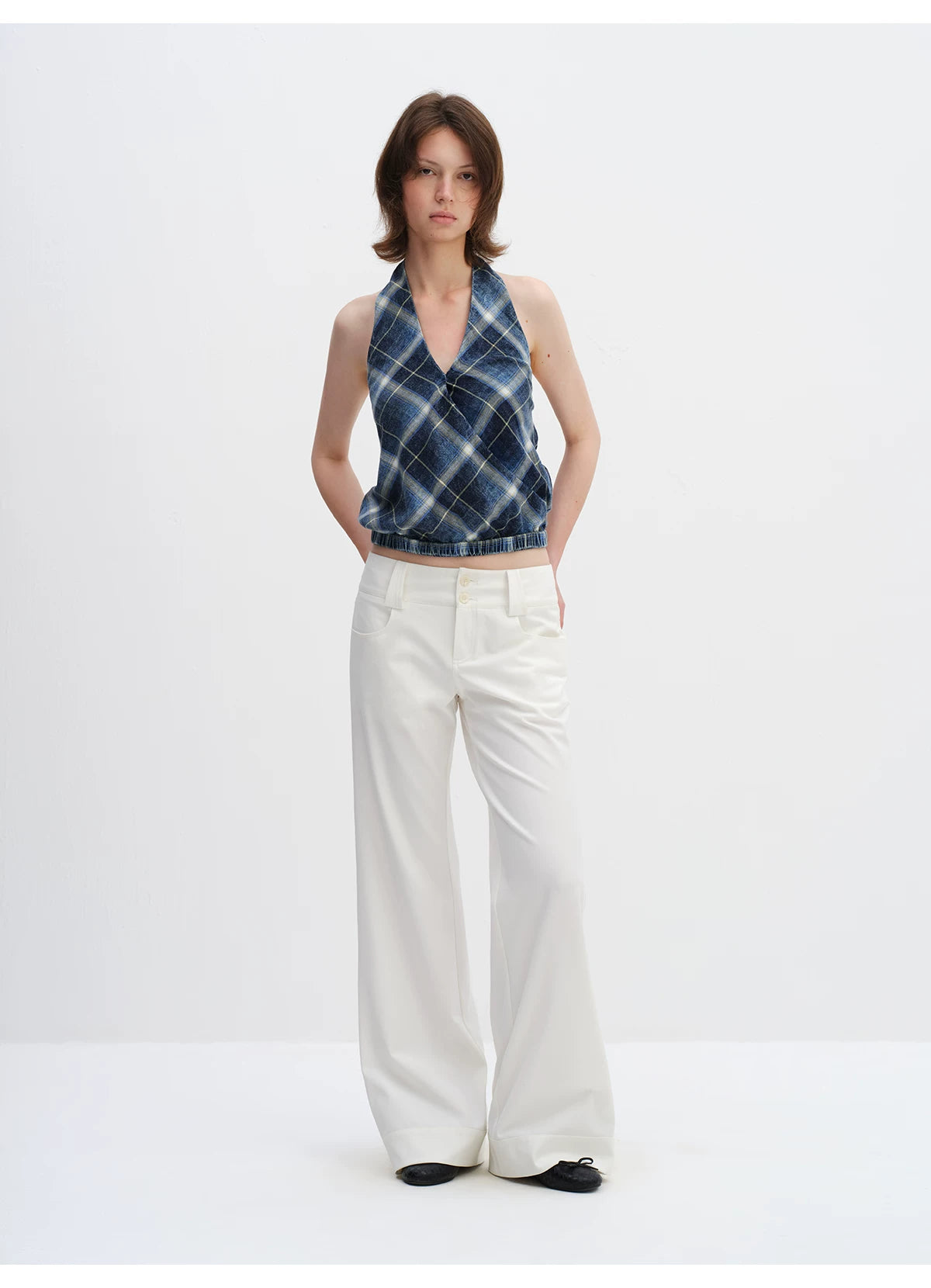 Low-Rise Wide-Leg Tailored Trousers