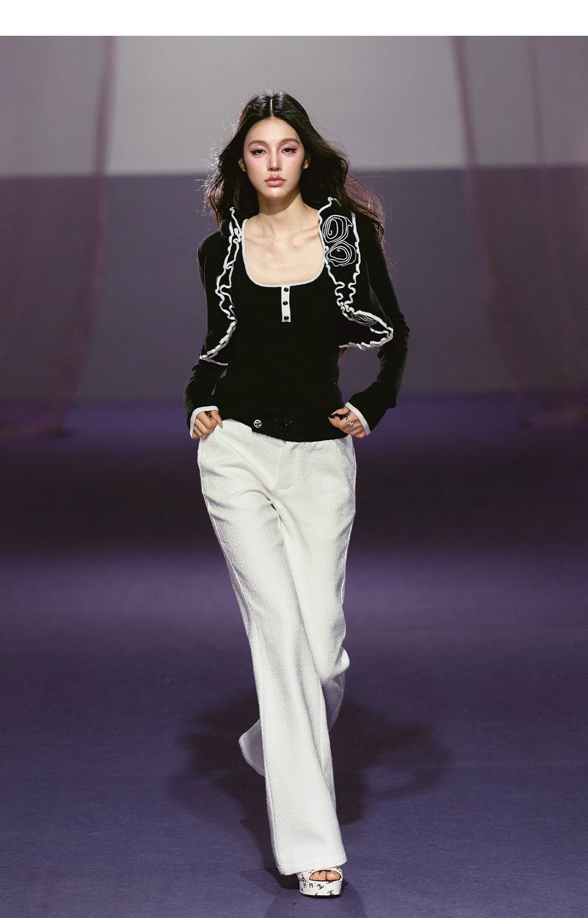 Color-block Rose Cardigan & Racerback Vest Set