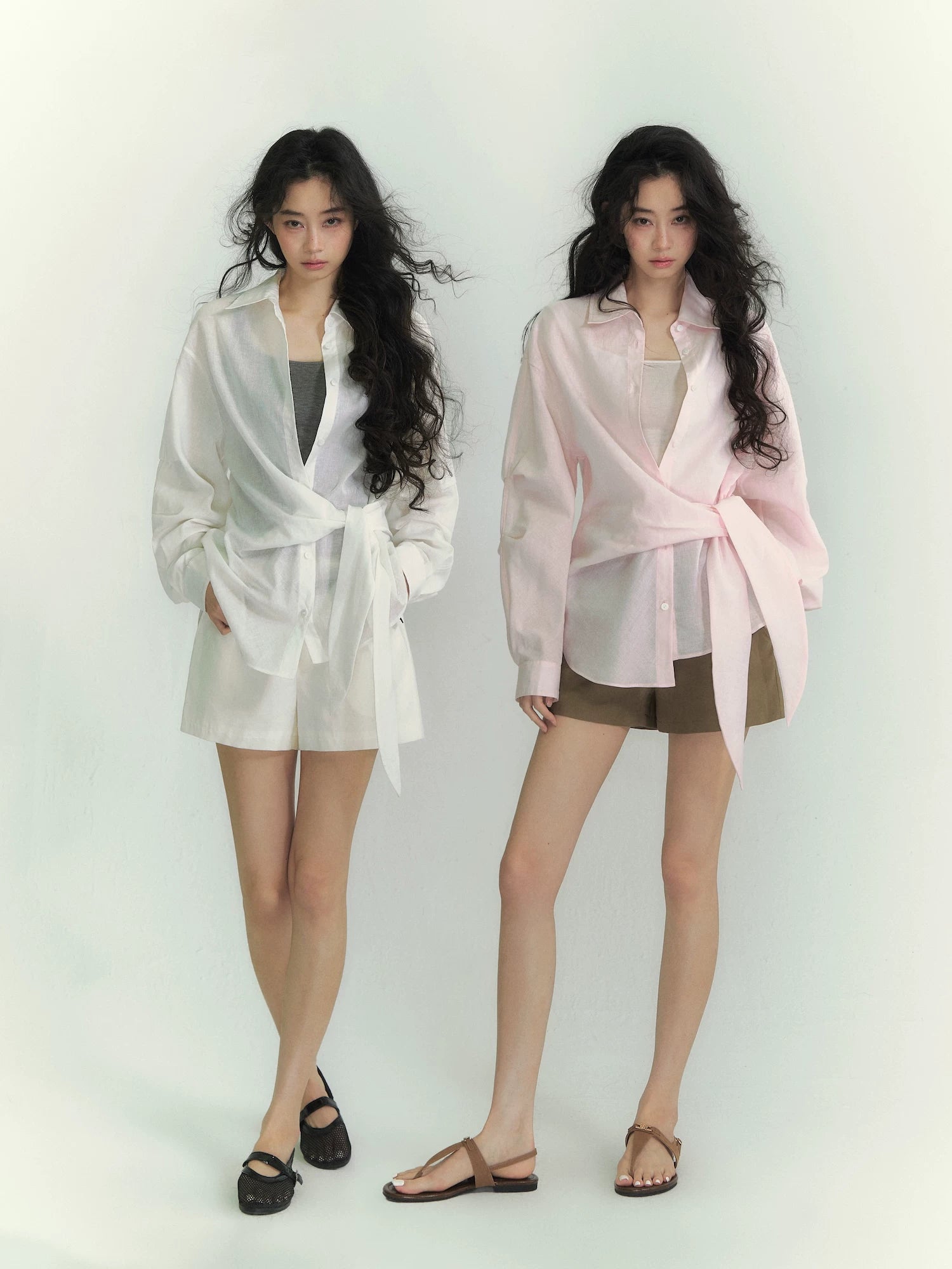 Airy Tie-Front Wrap Shirt