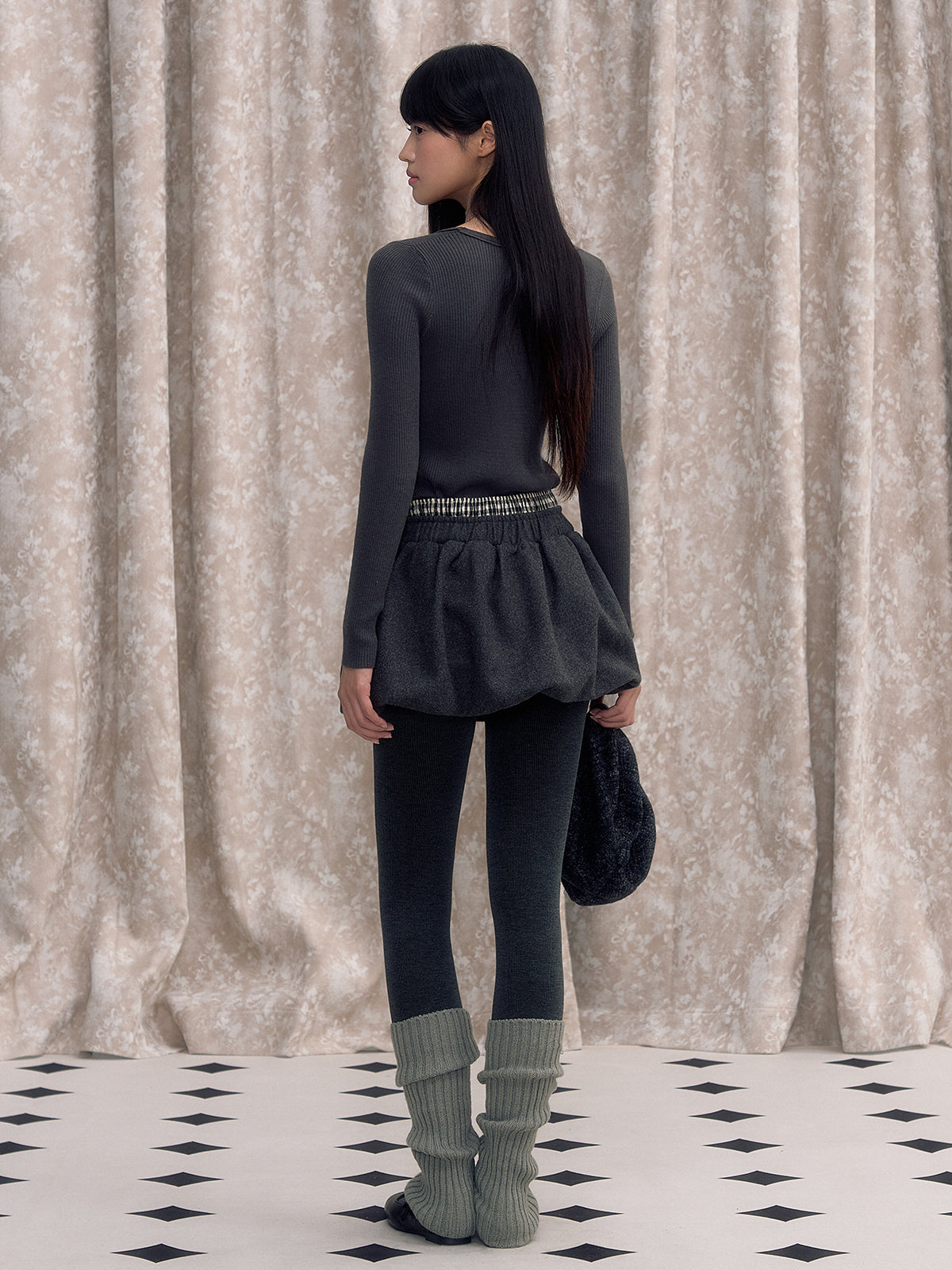 Double Waistband Bow-knot Peplum Skirt - CHINASQUAD