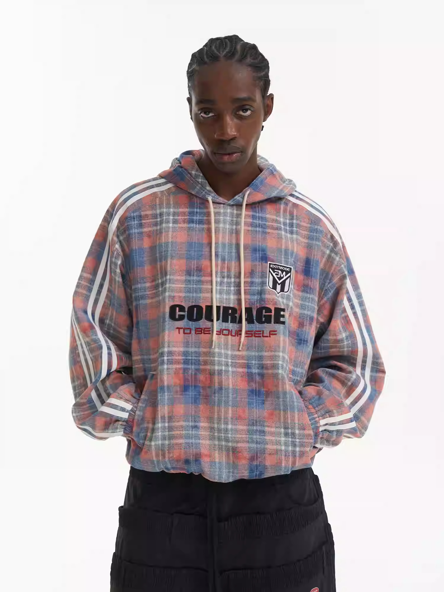 Plaid Color-Block Sport Hoodie