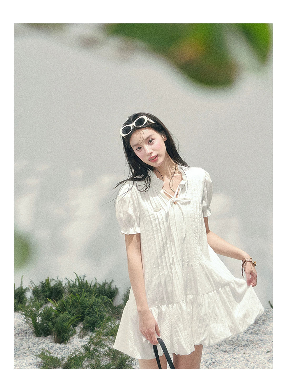 French Plaid Puff Sleeve Mini Dress