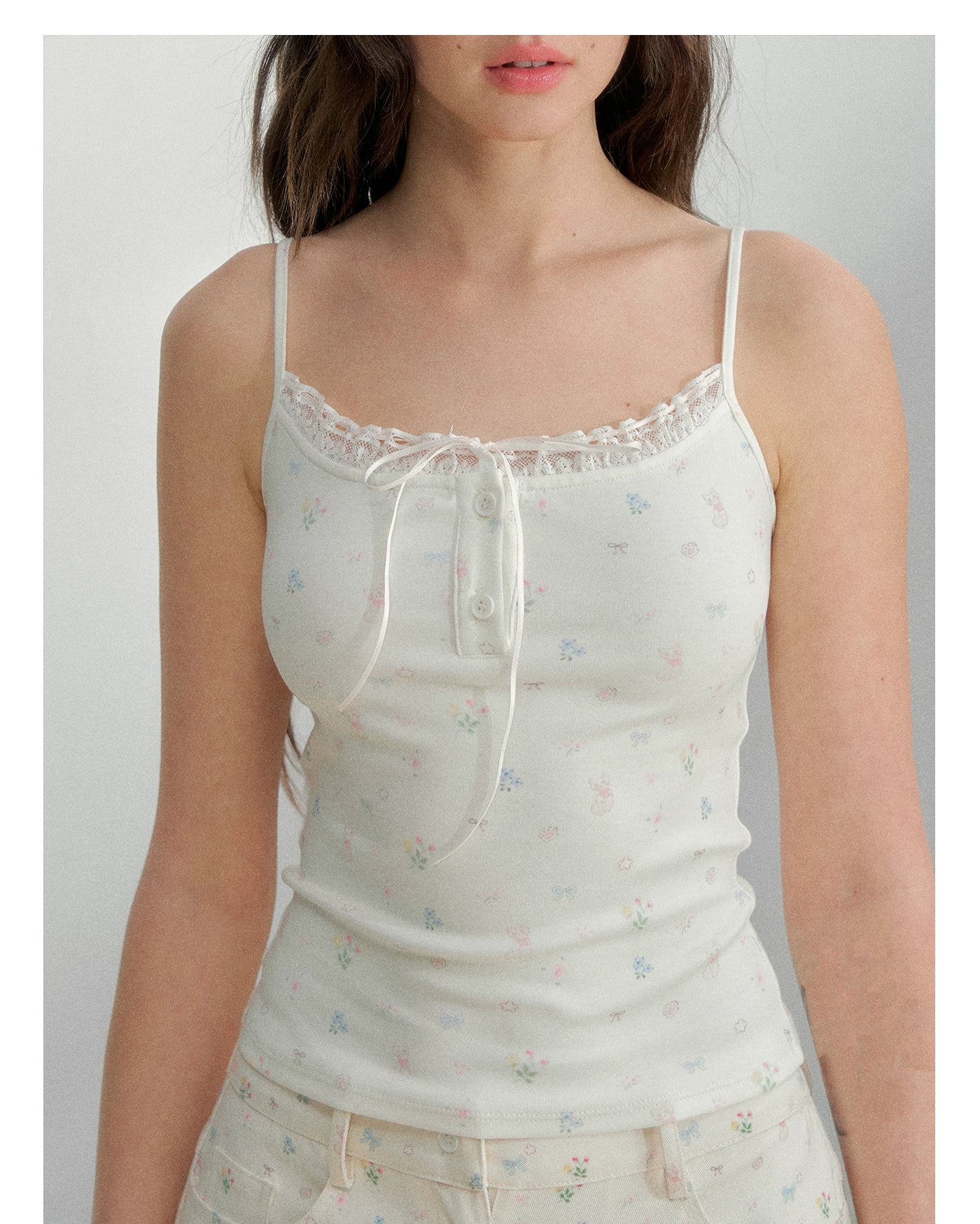 Sweet Oxygen Cotton Lace Trim Camisole
