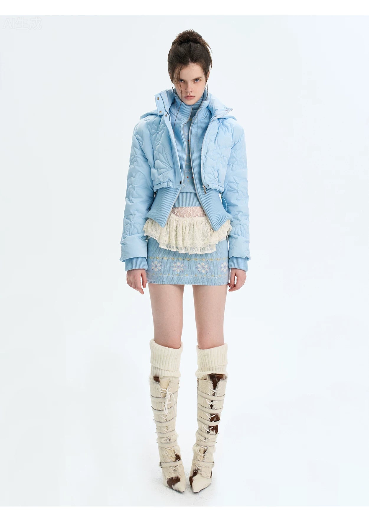 Quilted Embossed Short Down Jacket