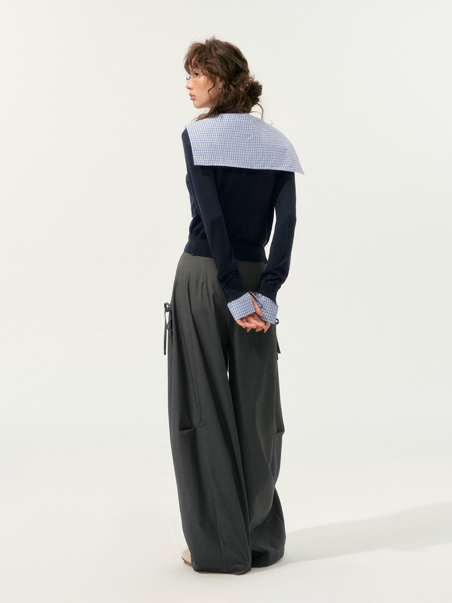 Fake Two-Piece Twist-Knot Spliced V-Neck Knit Top - CHINASQUAD