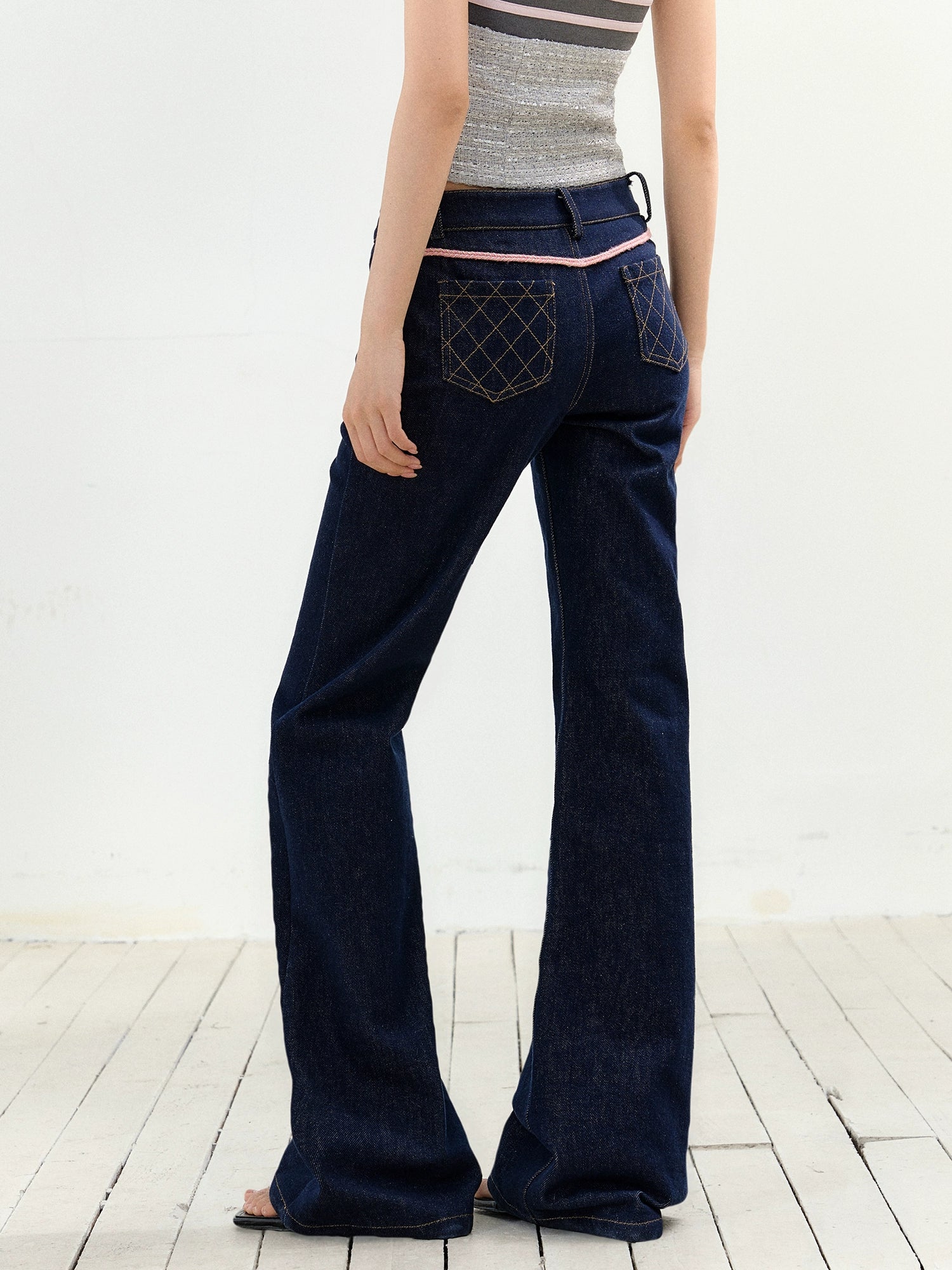 Micro-flare Tweed Low-waist Trousers - CHINASQUAD