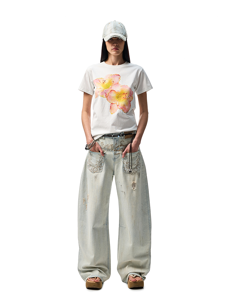 Light Blue Denim Wide - Leg Machete Pants - CHINASQUAD