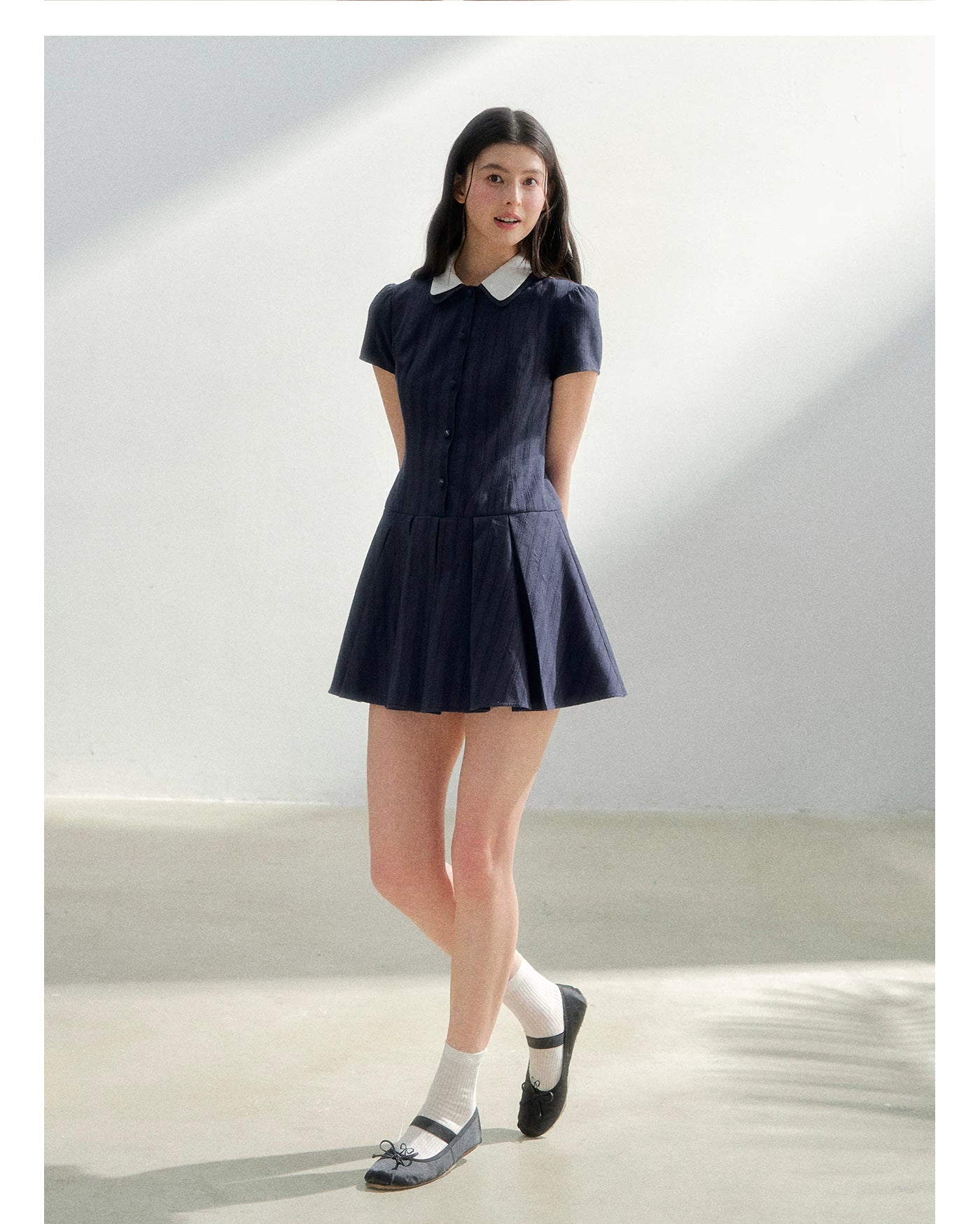 Preppy Vintage Short Sleeve Shirt Dress