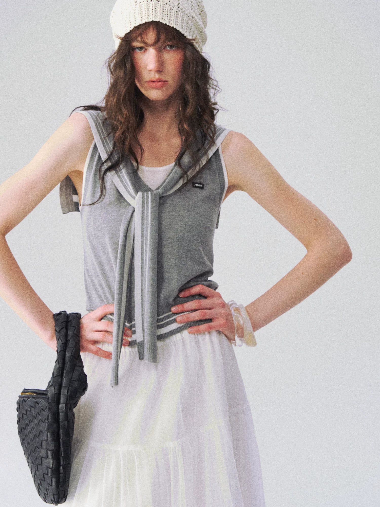 Nautical-Inspired Minimalist Knit Tank Top