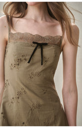 Cotton Embroidered Lace Slip Dress - CHINASQUAD