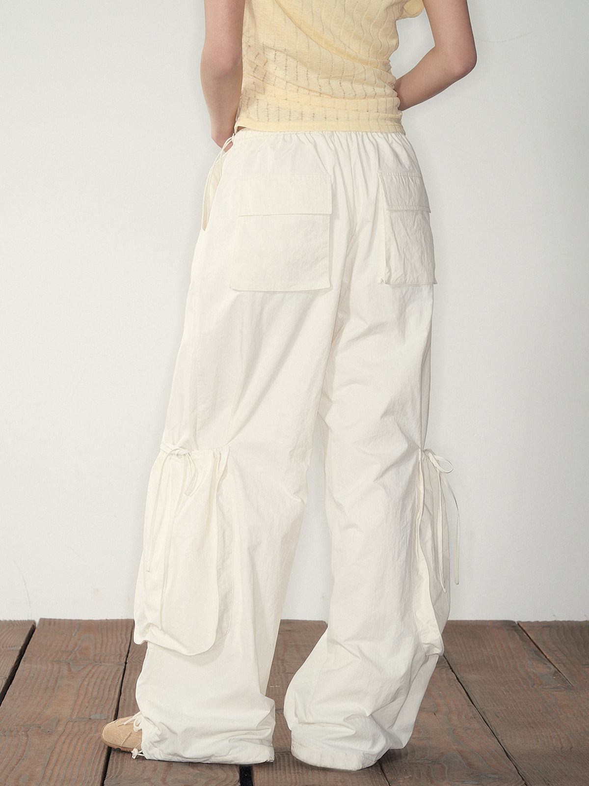 Pink & White Parachute Wide-Leg Pants - CHINASQUAD