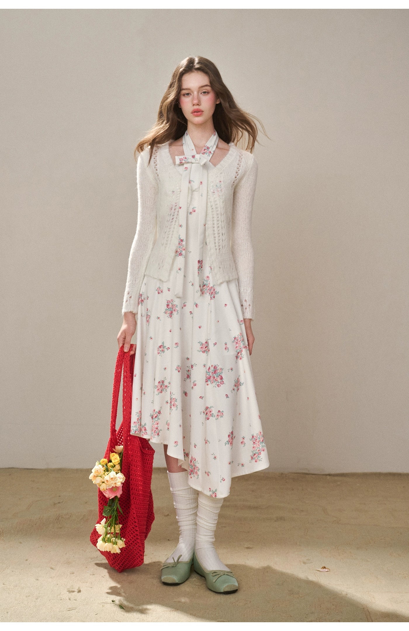 Rose Pleats Halter Midi Dress - CHINASQUAD