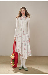 Rose Pleats Halter Midi Dress - CHINASQUAD