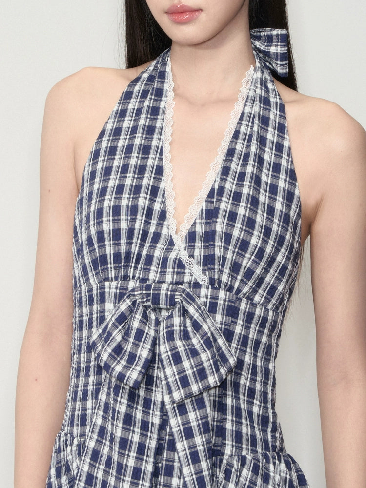 Halter Bowknot Lace Dress