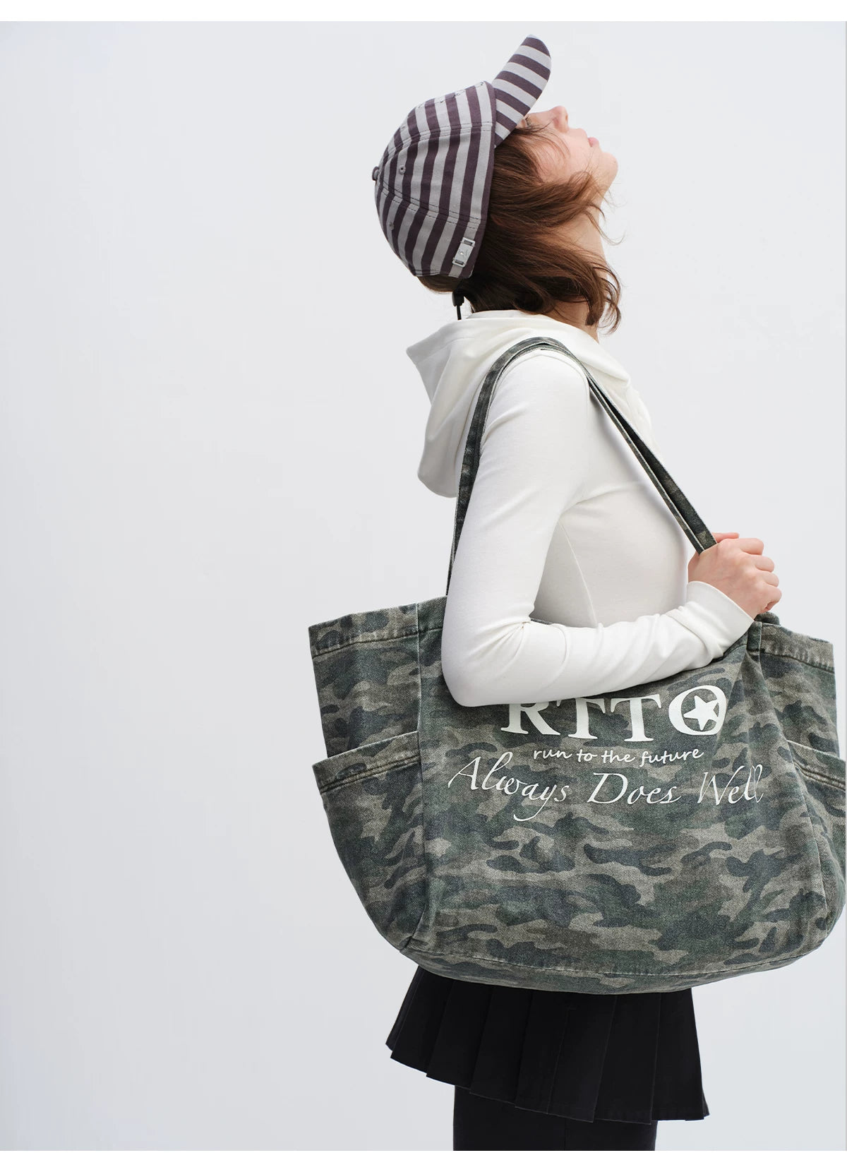 Washed Camouflage Canvas Tote Bag