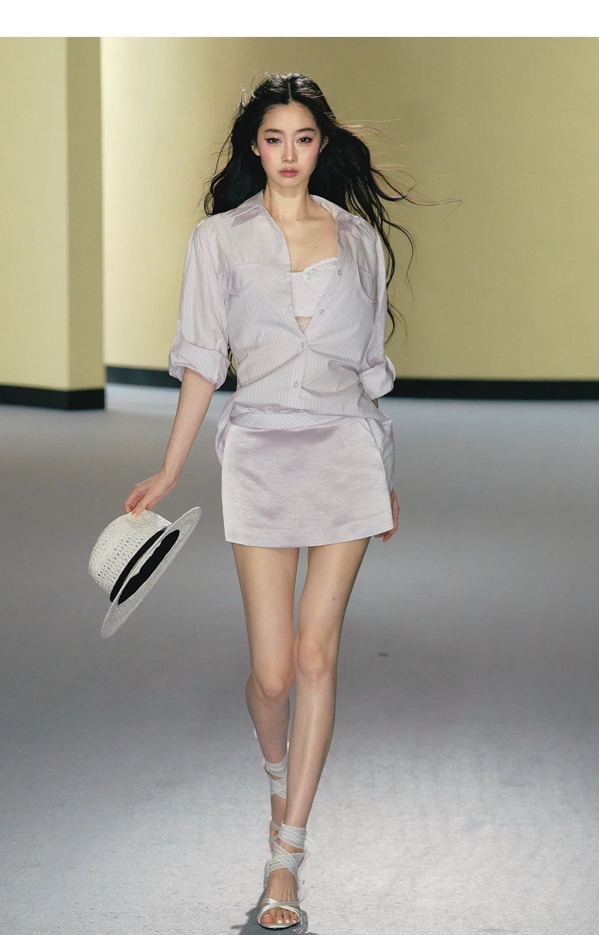 Silk-Blend Striped Shirt & Skirt Set
